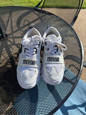 Versace Jeans Collection Kids White and Black Logo Sneakers